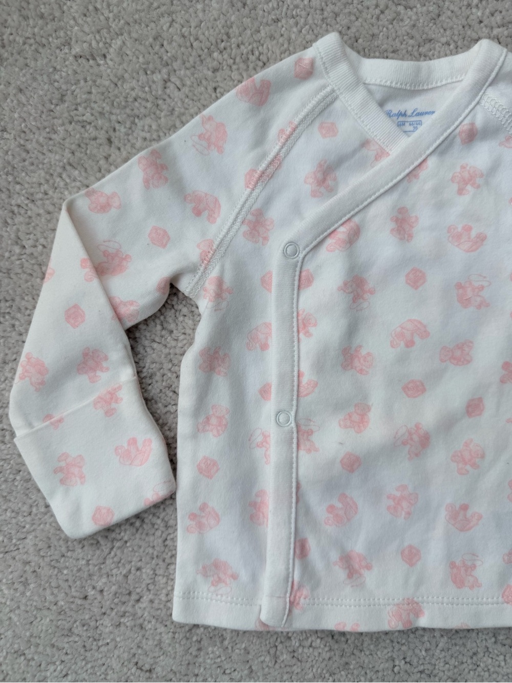 Ralph Lauren White and Light Pink Infant 3-Piece Pajama Set - Picture 3 of 16
